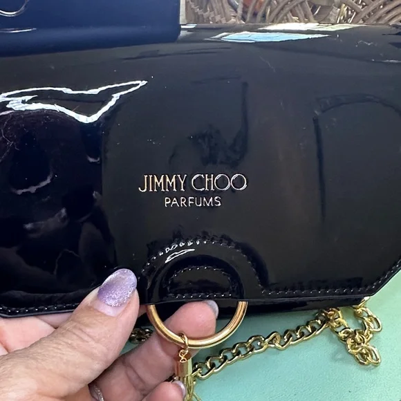Jimmy Choo Black Patent mClutch with Gold Accents NWOT - Picture 3 of 12